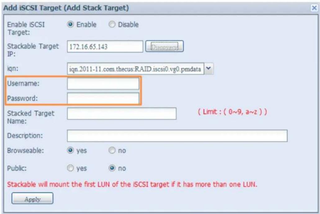 Thecus N2560 - Ajouter un volume cible empilable - 2