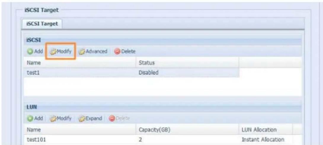 Thecus N2560 - Modifier un volume iSCSI• - 1