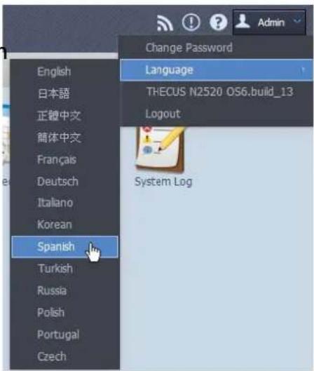 Thecus N2560 - Sélection de la langue3.2.6 - 1