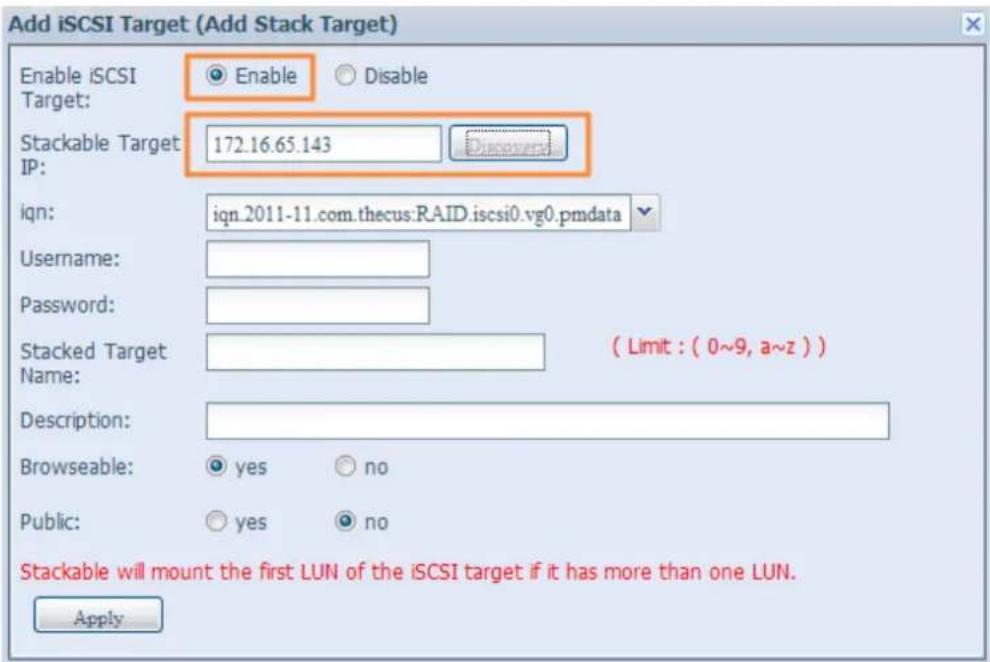 Thecus N2560 - Ajouter un volume cible empilable - 1