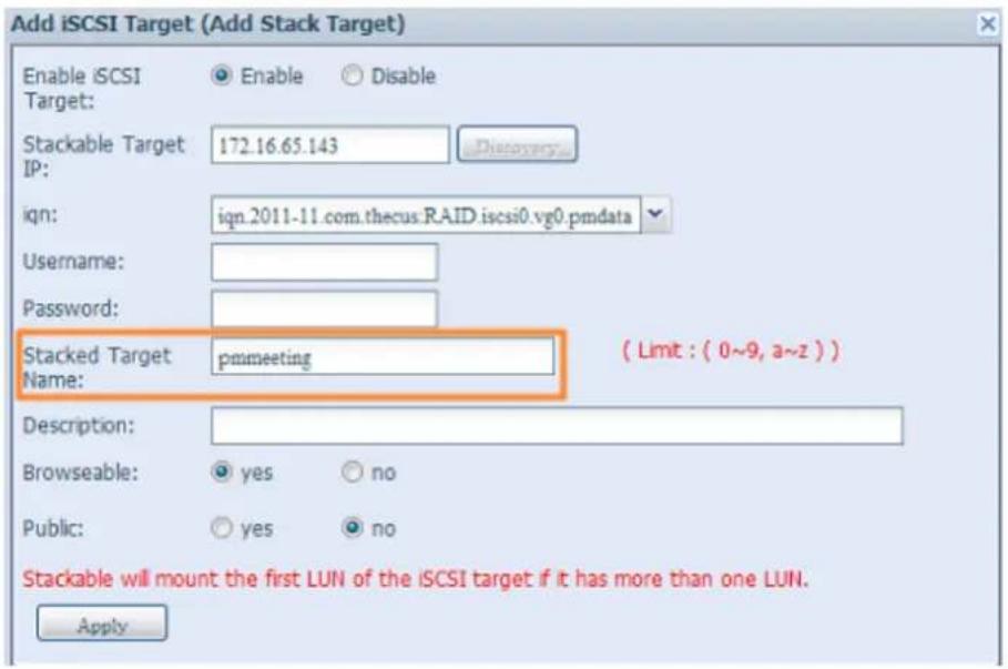 Thecus N2560 - Ajouter un volume cible empilable - 3