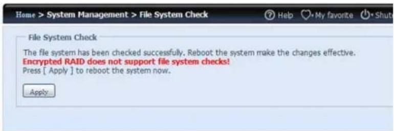 Thecus N7710 - File System Check (Vérification du système de fichiers) - 2