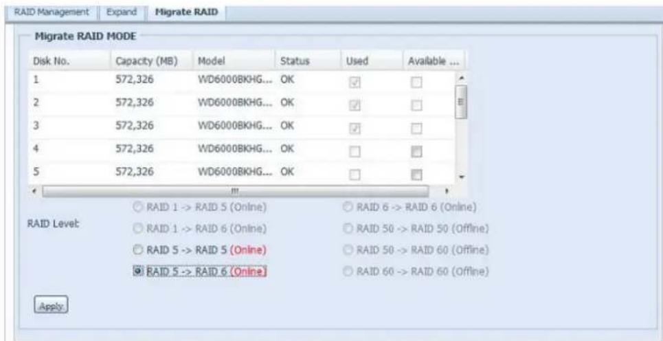 Thecus N7710 - Migrer un volume RAID - 1
