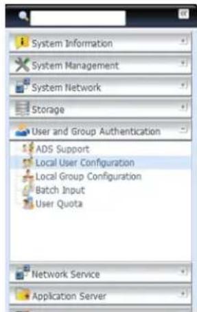 Thecus N8810U - Local User Configuration (Configuration des utilisateurs locaux) - 1