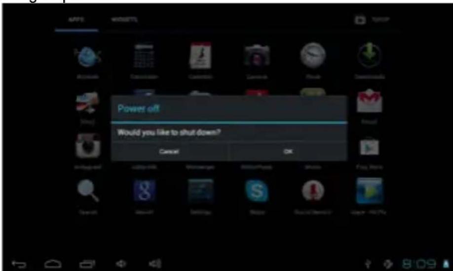Trevi TAB 7 S8 - U schakelt het apparaat UIT: - 1