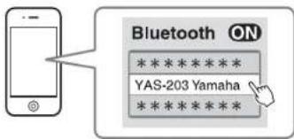 YAMAHA YAS203 - Select "YAS-203 Yamaha" in the Bluetooth device list on the device. If a passkey (PIN) is required, enter the number "0000." - 1