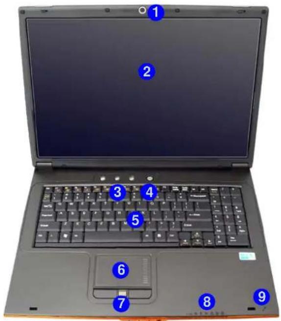 AIRIS Xtreme N1700 - Systemübersicht: Ansicht von oben mit geöffnetem LCD-Bildschirm - 1