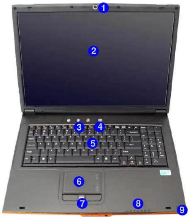 AIRIS Xtreme N1700 - Mapa del sistema: Vista superior con panel LCD abierto - 1