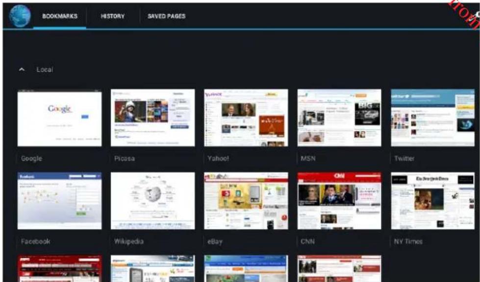 BOOKMARKS HISTORY SAVED PAGES Local Google Picasa Yahoo! MSN Twitter Facebook Wikipedia eBay CNN NY Times