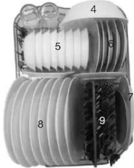 Technical diagram of a mechanical component with numbered parts labeled 4 through 9