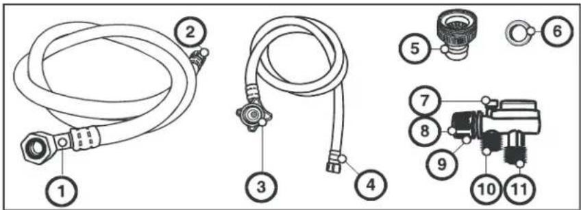 Technical diagram showing exploded view of a mechanical device with numbered components and labeled parts
