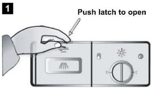 1 Push latch to open