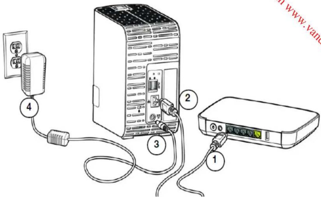 WESTERN DIGITAL My Cloud EX2 - Connexion physique de l'appareil - 1