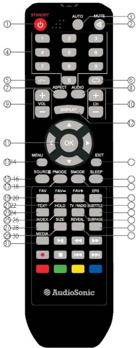 AudioSonic LE247802 - INSTRUCTIES VAN AFSTANDSBEDIENING - 1