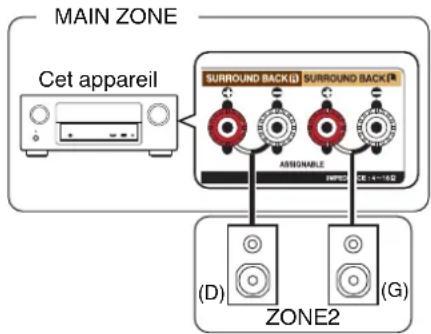 DENON AVRX3100WBKE2 - Connexion 2: connexion via les bornes de sortie des enceintes - 1