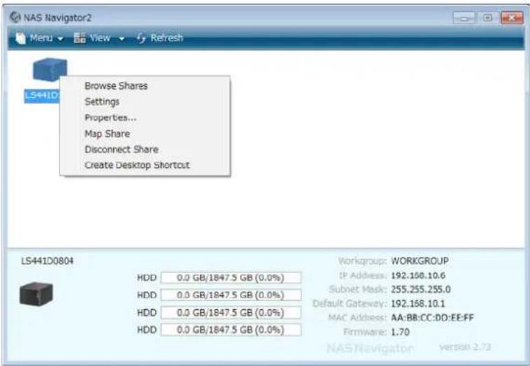 BUFFALO LinkStation 441e - Ouverture d'easy admin (administration facile) - 1