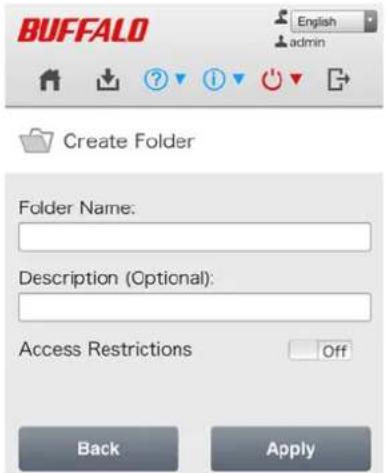 BUFFALO LinkStation 441D - Entrez un nom de dossier et une description et appuyez sur [Apply (Appliquer)]. - 1