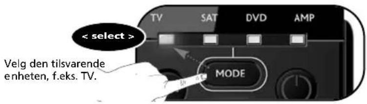 < select > Velg den tilsvarende enheten, f.eks. TV. MODE