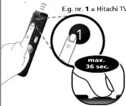 E.g. nr. 1 = Hitachi TV 1 max. 36 sec.