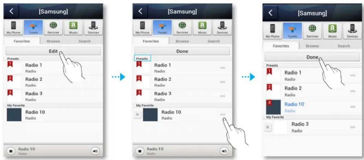 SAMSUNG WAM351 - Réglage des postes de radio par défaut dans Préréglage des enceintes - 1