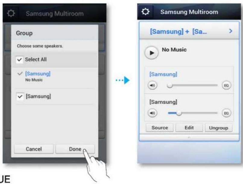 SAMSUNG WAM351 - Sélectionnez le M3 que vous voulez grouper dans la liste qui apparaît. Une fois que vous avez terminé, sélectionnez Done. - 1