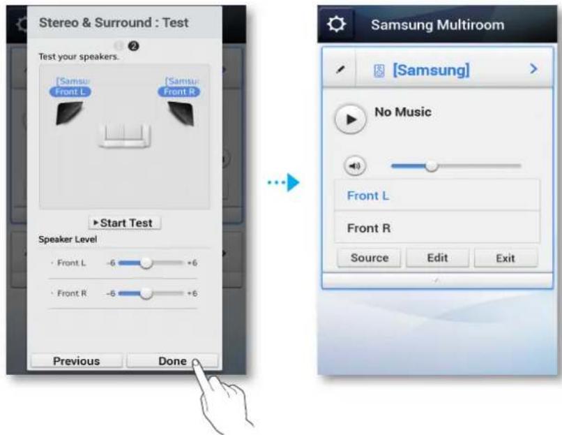 SAMSUNG WAM351 - Appuyez sur l'enceinte désirée et maintenez la pression, puis glissez-la à l'emplacement désiré. - 2