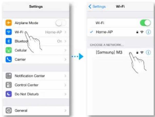 SAMSUNG WAM351 - Branchement du M3 à votre réseau au moyen de la méthode de configuration Wi-Fi (pour un seul M3) - Pour iOS - 5