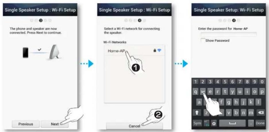 SAMSUNG WAM351 - Branchement du M3 à votre réseau au moyen de la méthode de configuration Wi-Fi (pour un seul M3) - Pour Androïde - 5