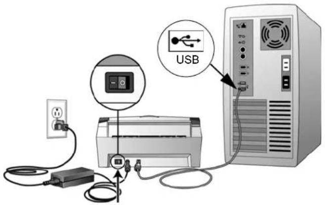 XEROX DocuMate 262i - Etape 4 : Connexion du cable USB et mise sous tension - 1