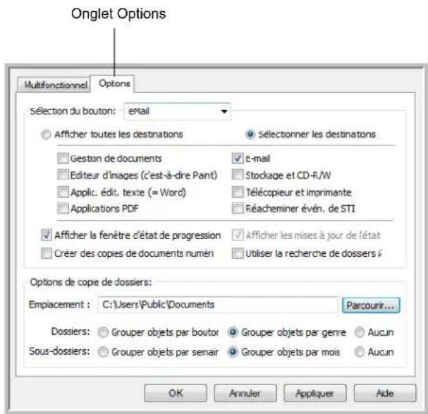 XEROX DocuMate 262i - Sélection d'options pour un bouton - 1