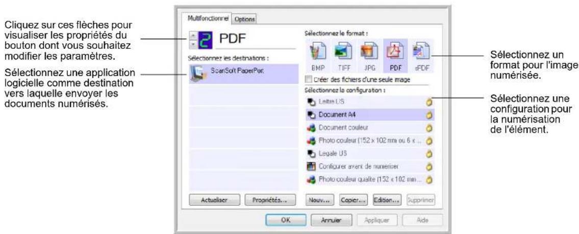 XEROX DocuMate 262i - Selection de nouveaux paramètres pour un bouton - 1