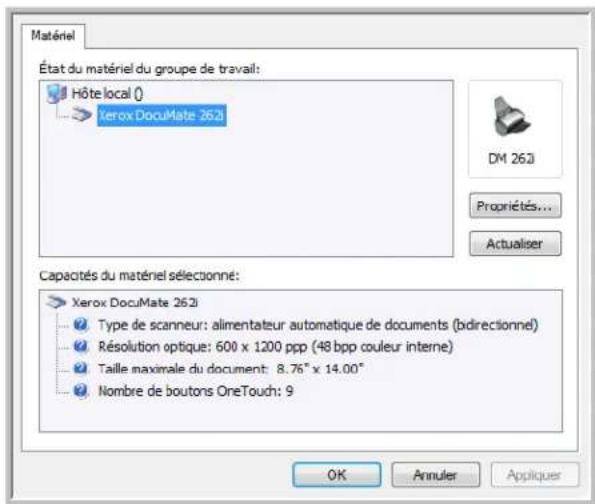 XEROX DocuMate 262i - Vérification du matériel et configuration du mode veille de la lampe - 3