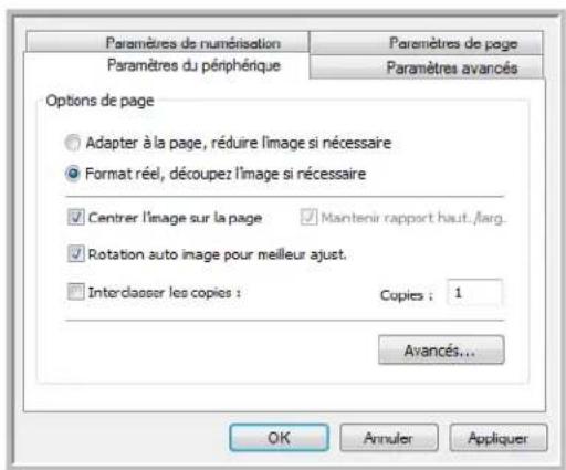 XEROX DocuMate 262i - Onglet Paramètres du périphérique - 1