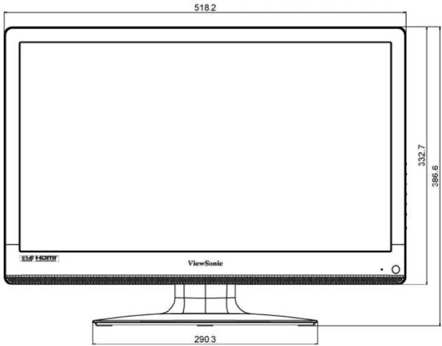 VIEWSONIC VT2405LED - VT2205LED Dimensions - 2