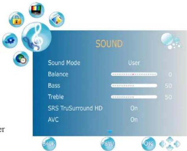 VIEWSONIC VT2405LED - SOUND menu - 2