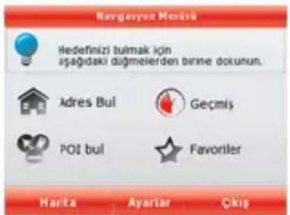 TELE System TS8500PND - Başlangıç ekranı: Navigasyon menüsü - 1