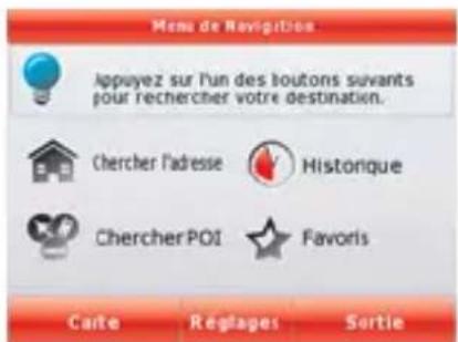 TELE System TS8500PND - Page-écran de démarrage: menu de Navigation - 1