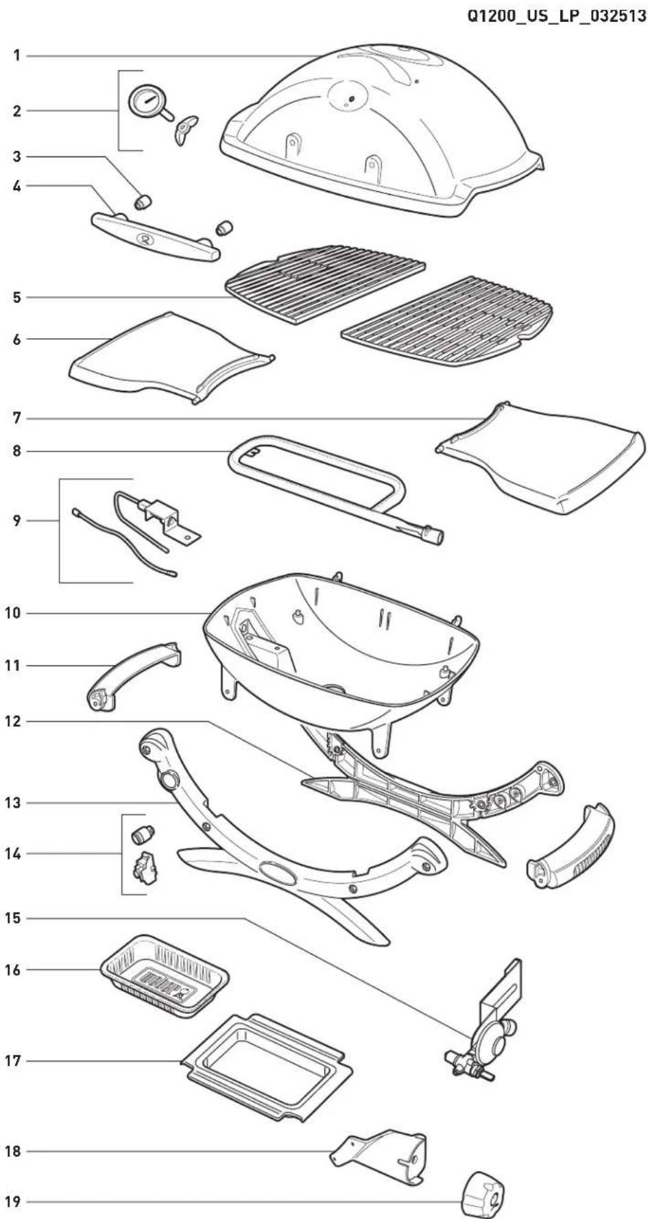 WEBER Q1000 - WEBER® Q® 1200 EXPLODED VIEW·DIAGRAMA DE DESPIECE·VUE ECLATEE - 1