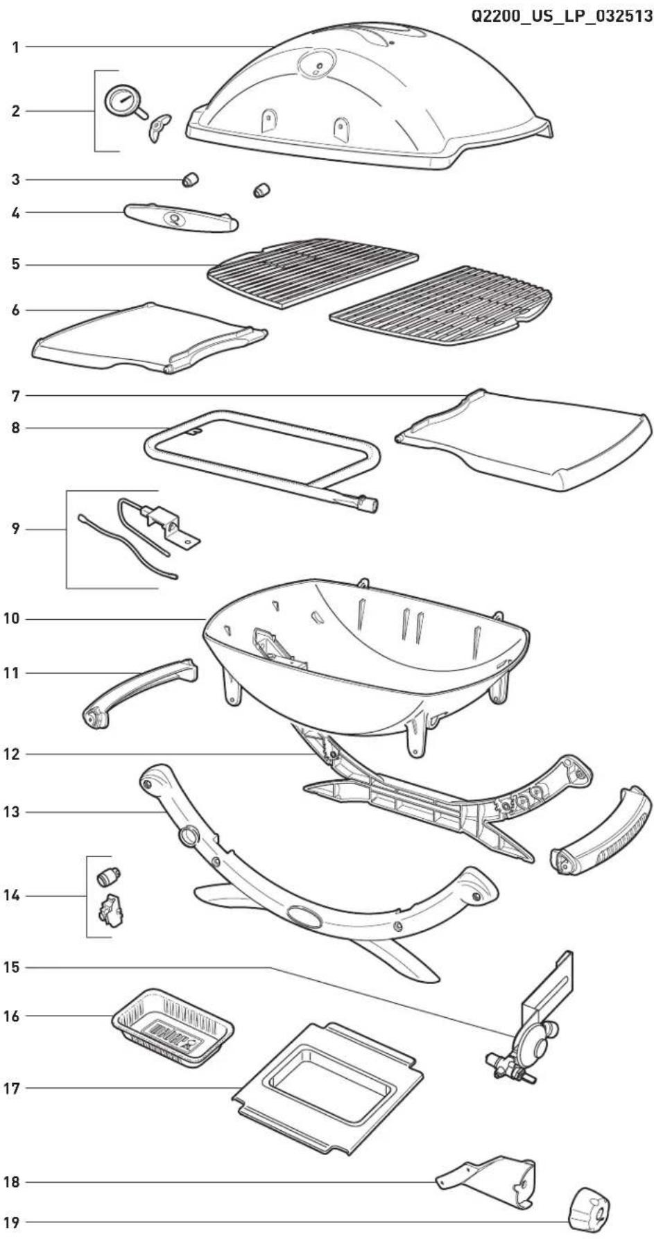 WEBER Q1000 - WEBER® Q® 2200 EXPLODED VIEW·DIAGRAMA DE DESPIECE·VUE ECLATEE - 1