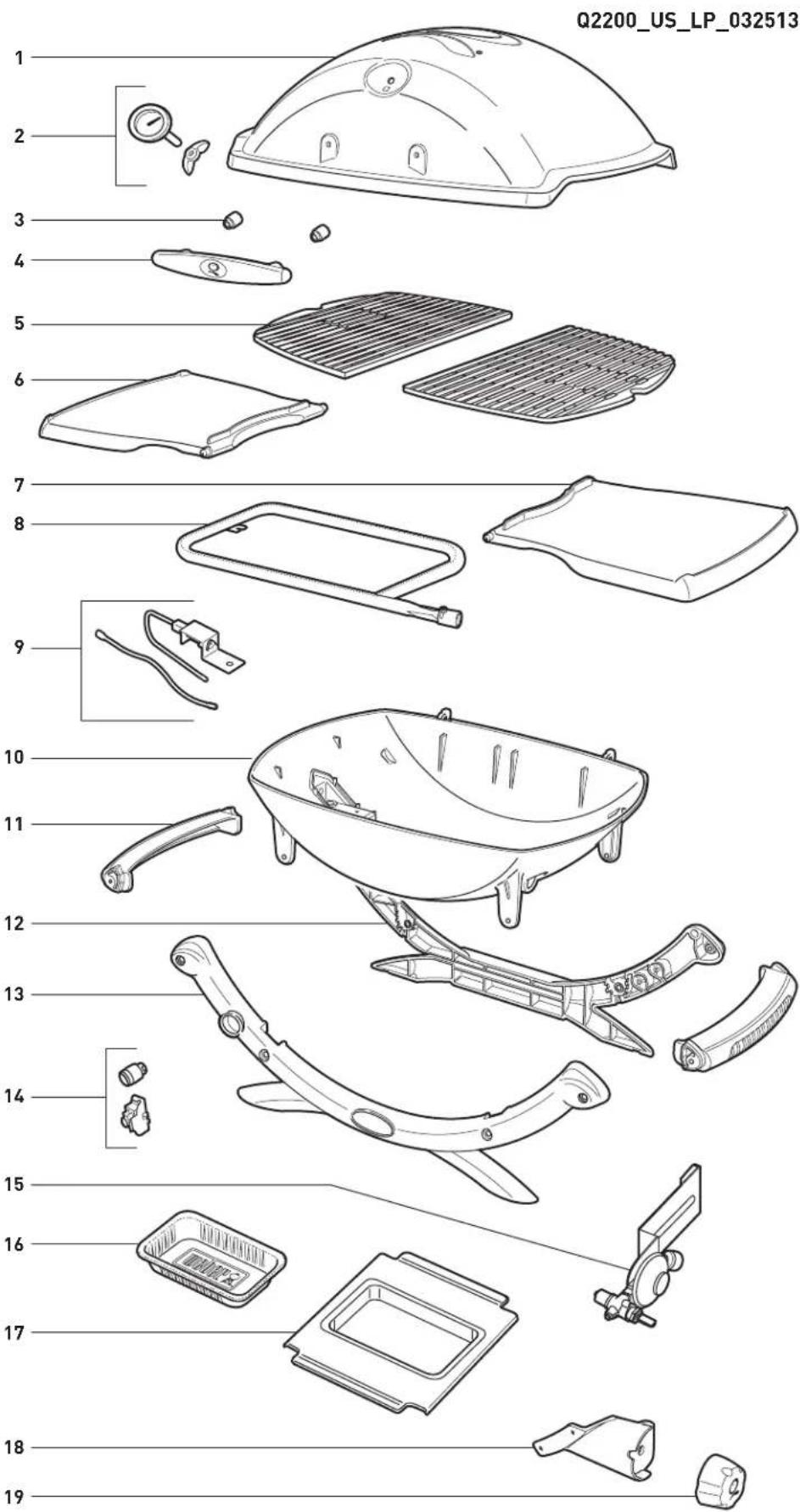 WEBER Q1200 - WEBER® Q® 2200 EXPLODED VIEW · DIAGRAMA DE DESPIECE · VUE ECLATEE - 1