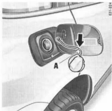 PORSCHE Cayenne S (2003) - Déverrouillage d'urgence de la trappe du réservoir - 1