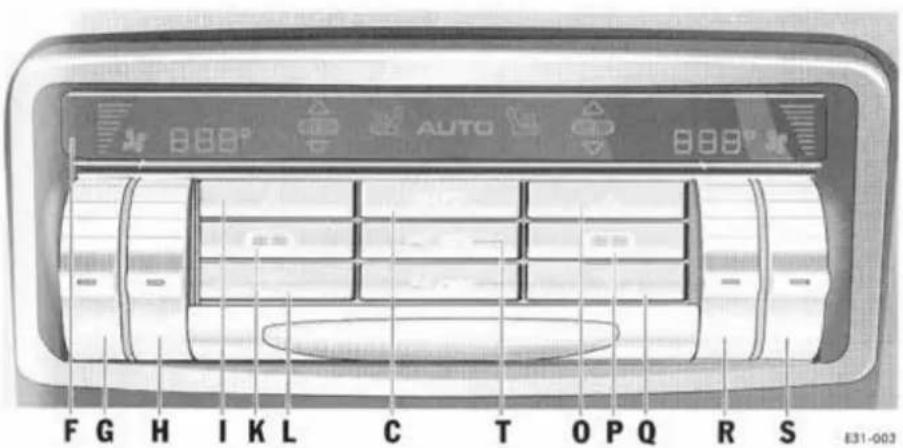 PORSCHE Cayenne S (2003) - Panneau de commande pour les zones de climatisation avant et arriere - 1