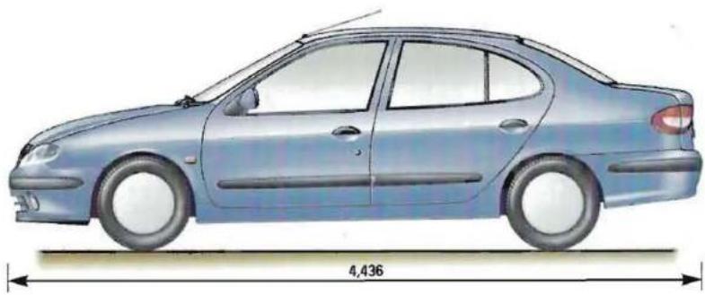 RENAULT Megane (1999) - DIMENSIONS VERSIONS TRICORPS (en mètres) - 1