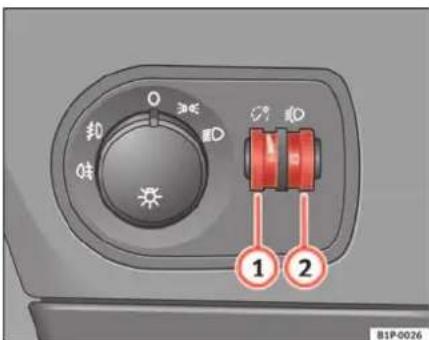 SEAT Leon (2006) - Rheostat d'éclairage des cadrans et des commandes / Réglage du site des projecteurs - 1