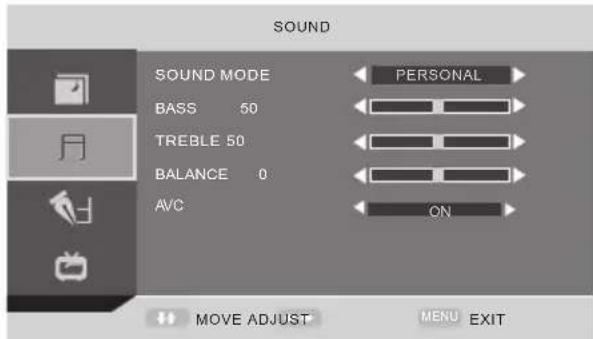 TOKAI LTL 1406 CK - 4.3.AUDIO MENU OPTIONS (SOUND) - 1