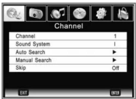 CHANGHONG EF32T718D - Menu châines (dans le mode TV, DTV) - 1