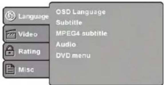 Odys Mono X26 - Ajustes de lenguaje (Language) - 1