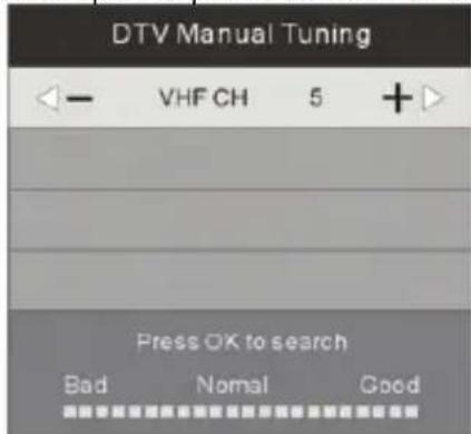 Odys Mono X26 - Sintonización manual en modo TDT (DTV Manual tuning): - 1