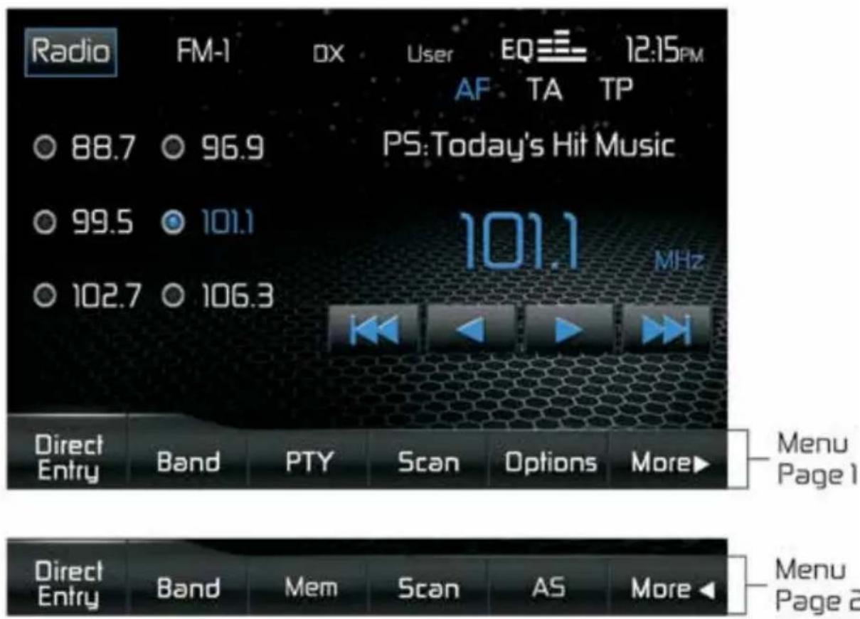 AUDIOVOX VME 9415 - Radiomenü - 1