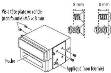 JVC KDDB95BT - Lors d'une installation sans manchon de montage - 1